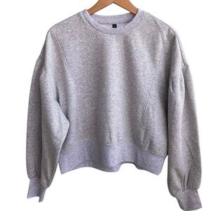 H&M NWT Light Grey Crewneck Puff Sleeve Sweatshirt Size Large – New With Tags